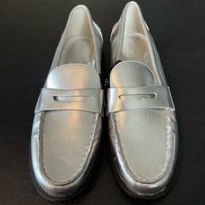 Zara Metallic Silver Penny Loafers Size EU 41/ US 10